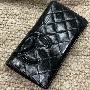 Chanel Authentic Black/ Pink Cambon Ligne wallet